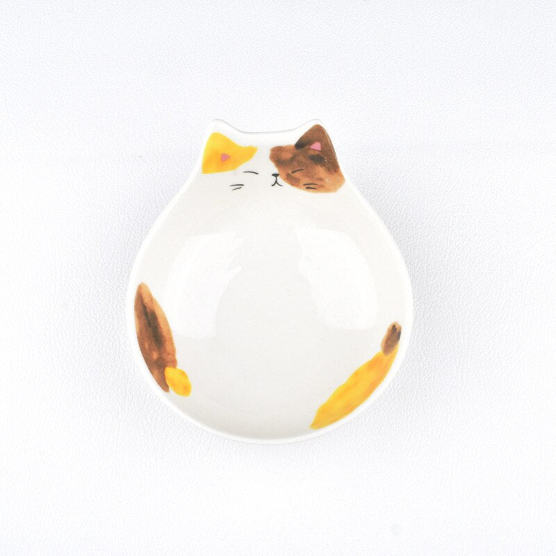 Japanese Cartoon Ceramic Cat Face Salad Bowl Cat Shape Dessert Rice Bowl Children's Tableware Home Kitchen Supplies Dinnerware
