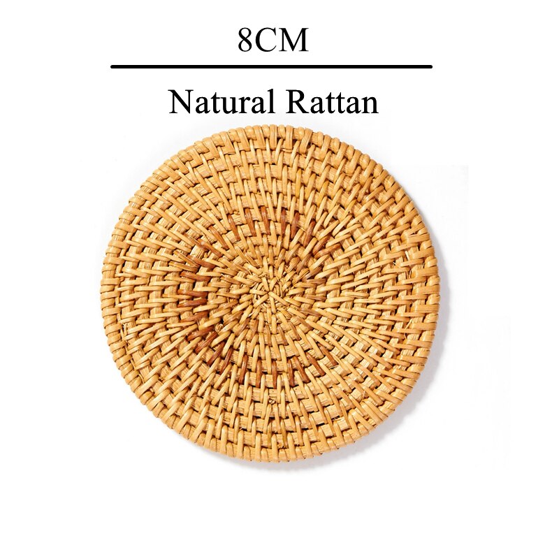 1Pc Natural Round Rattan Coaster Hand Made Friendly Cup Mat Tea Coffee Mug Drinks Holder Tableware Decor Insulation Pads