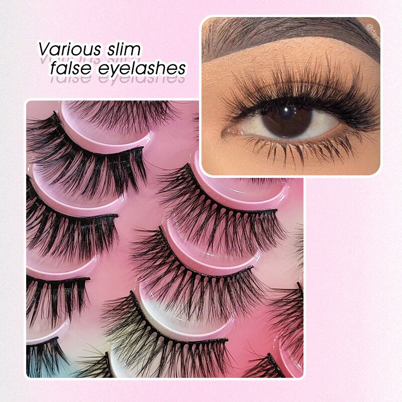 Eyelashes 20Pairs 3D Mink Lashes Fluffy Soft Wispy Natural Cross False Eyelashes Reusable Eyelash Extension