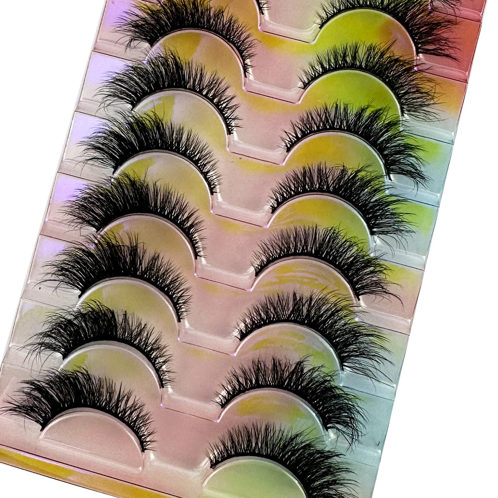 10 Pairs 3d False Eyelashes Cat Eye Wispy end eye elongated Thick Mink Lashes 5D Fluffy Natural Long Short Fake Lashes