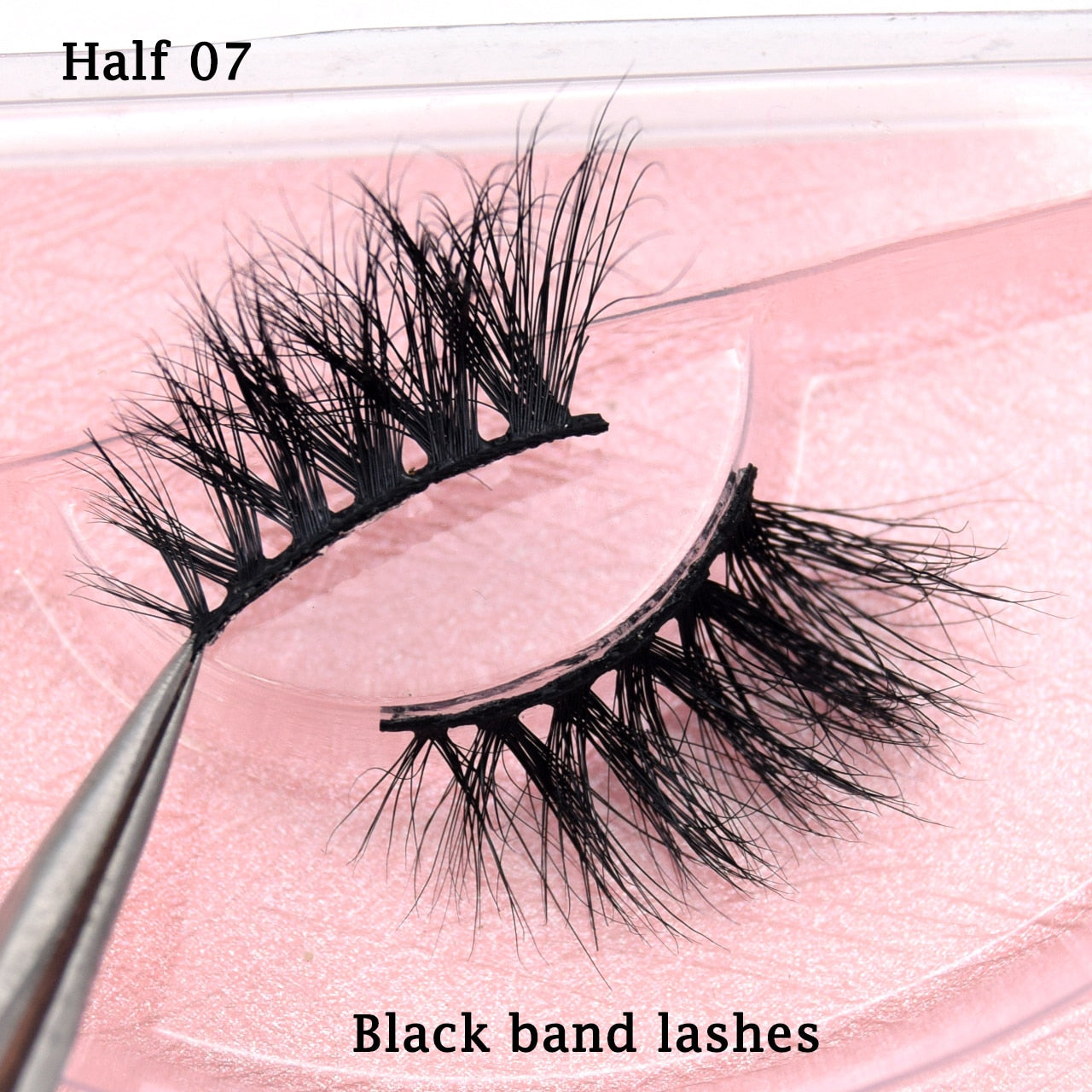 Half Lashes Transparent Stalk Invisible Band Mink Lashes Natual Wispy Half Mink eyelashes Reusable False Eyelashes