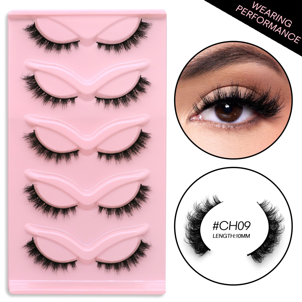 3D Mink Lashes Faux Mink Fluffy Lash 5 Pairs False Eyelashes Cat Eye Thick Mink Lashes Fluffy Short Natural Fake Lashes