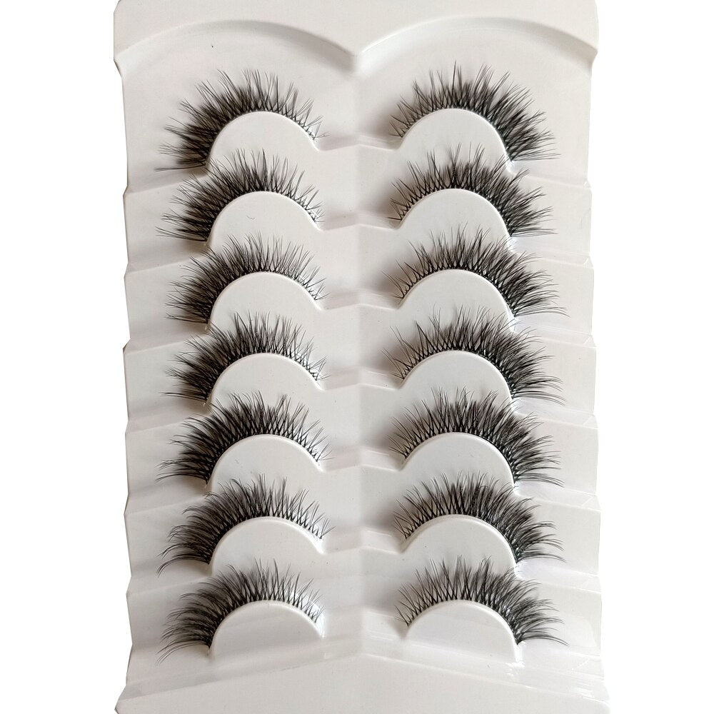 5 Pairs 3D Faux Mink Lashes Invisible band Lashes Natural short Transparent Terrier Lashes Clear Band Soft Eyelashes Extension
