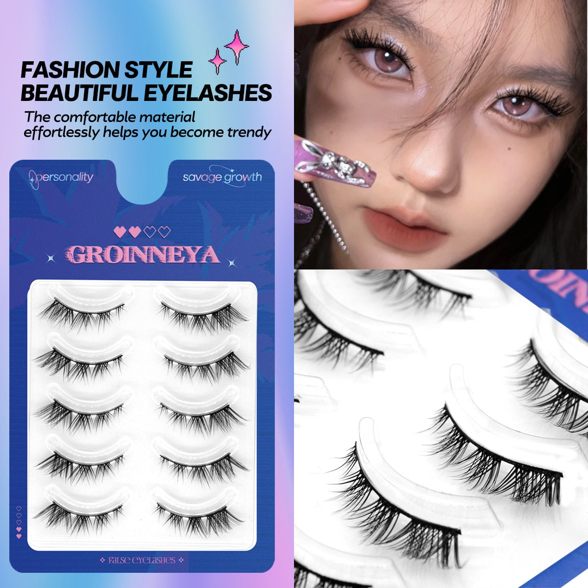 Manga Lashes Natural Long 3D Wispy Mink Eyelashes Fluffy Eye Lashes 5 Pairs Fake Eyelashes
