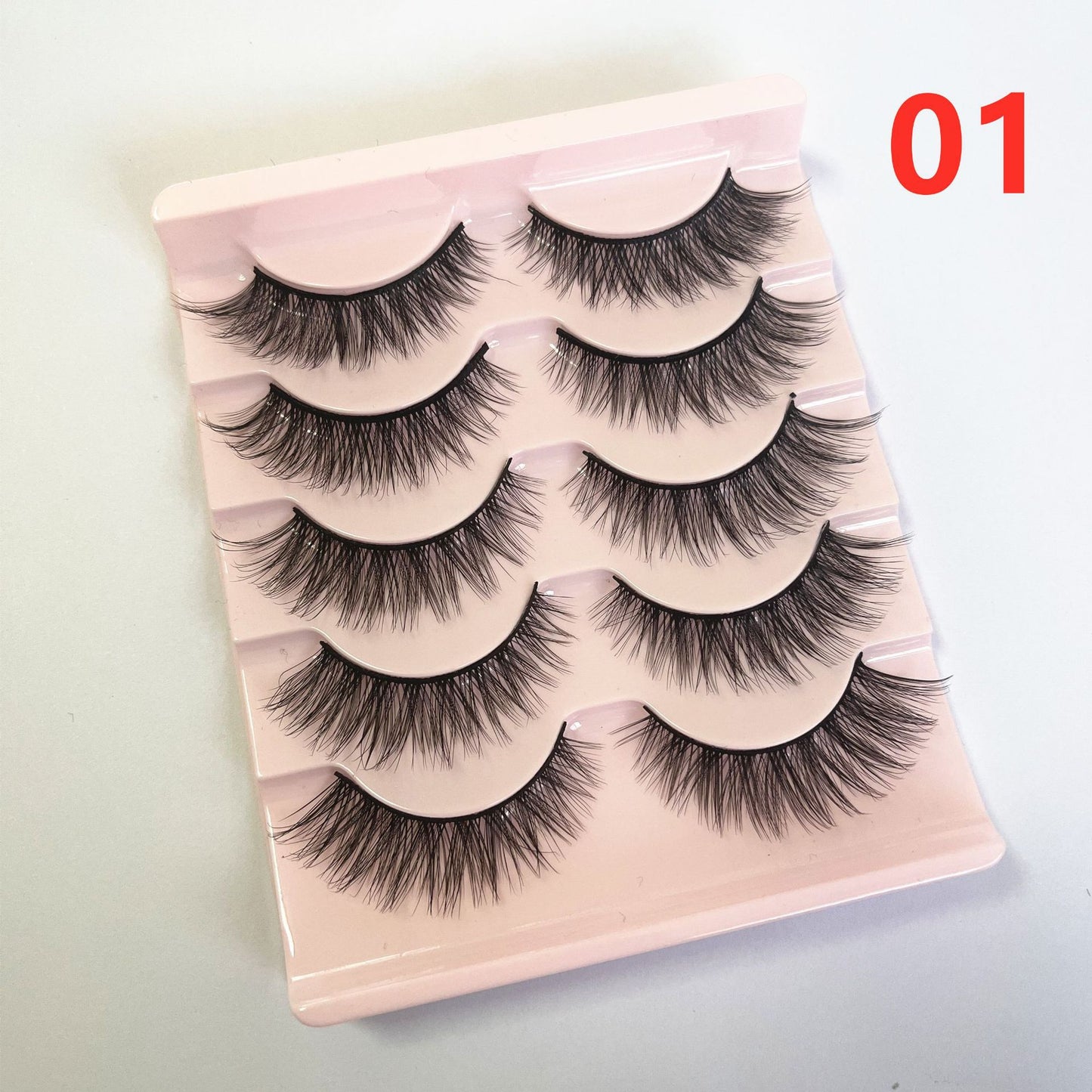 5Pairs Lashes Manga Lashes 3D Clear Band Lashes Natural Look Wispy Mink Eyelashes Fluffy Cat Eye Lashes individual Eyelashes