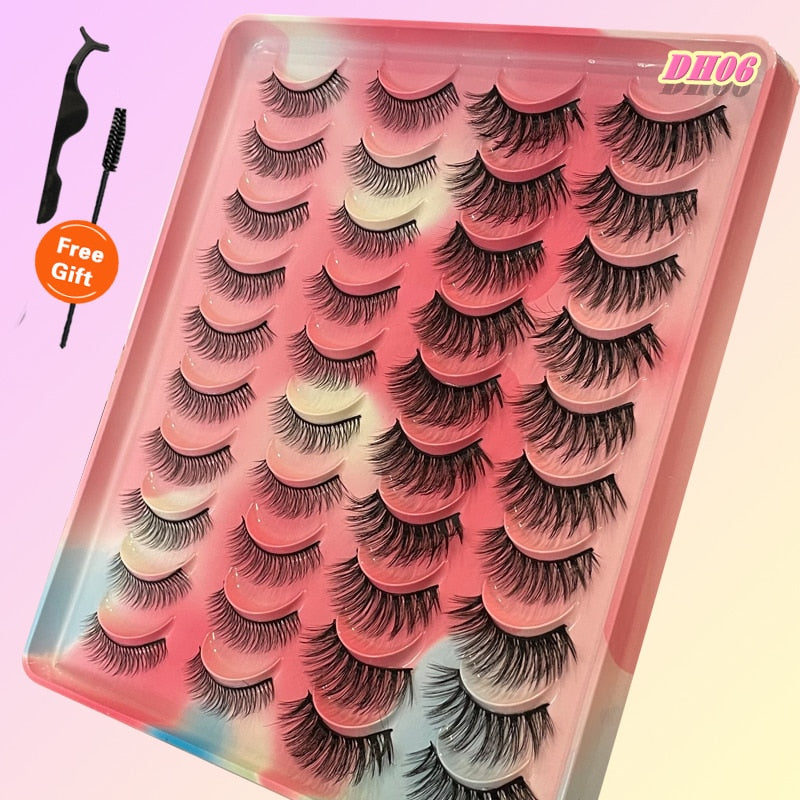 Eyelashes 20Pairs 3D Mink Lashes Fluffy Soft Wispy Natural Cross False Eyelashes Reusable Eyelash Extension