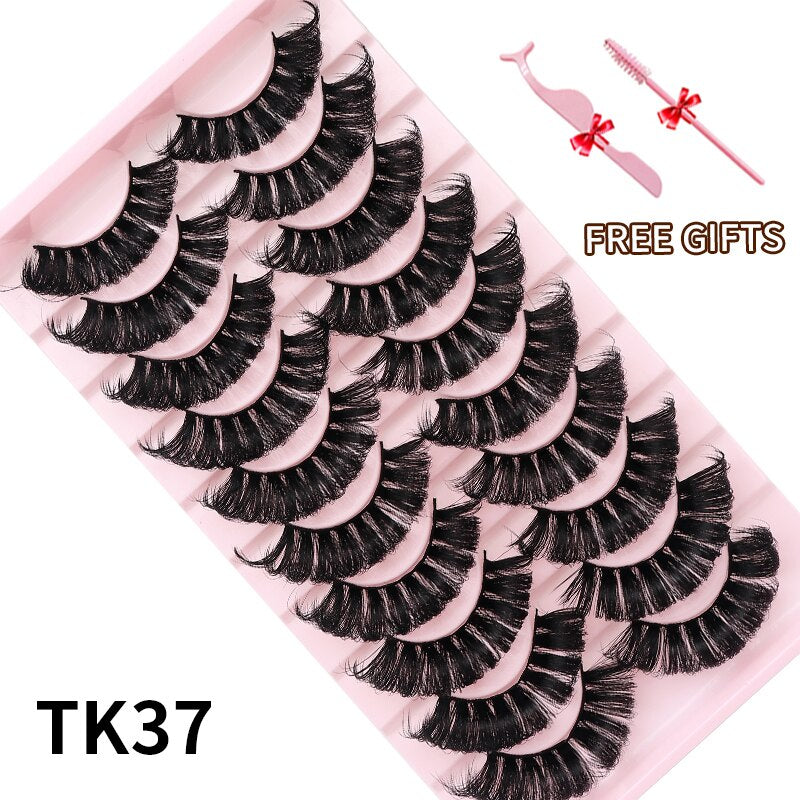 3D Mink Eyelashes Russian False Eyelashes DD Curl 10-23mm Reusable Fluffy False Eyelashes Extensions Mink Lashes