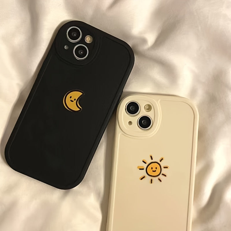 Simple Sun Moon Phone Case For iPhone 14 Plus 7 8 X XS XR 11 12 13 Pro Max Silicone Cases Cover