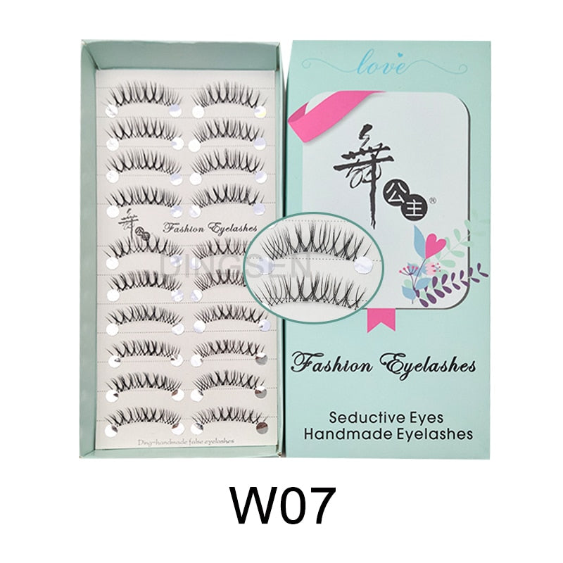 Manga Lashes Faux Cils 3/5/10 Pairs Lashes Soft and Slender False Eyelashes Transparent Stem Eyelashes Lash Extension