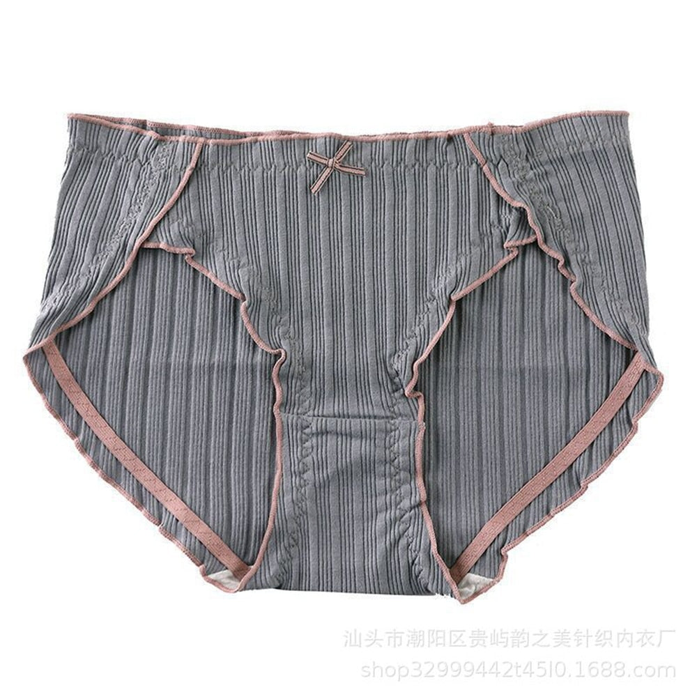 Ladies cotton underwear panties girls sexy seamless antibacterial crotch breathable briefs mid-waist plus size women's panties
