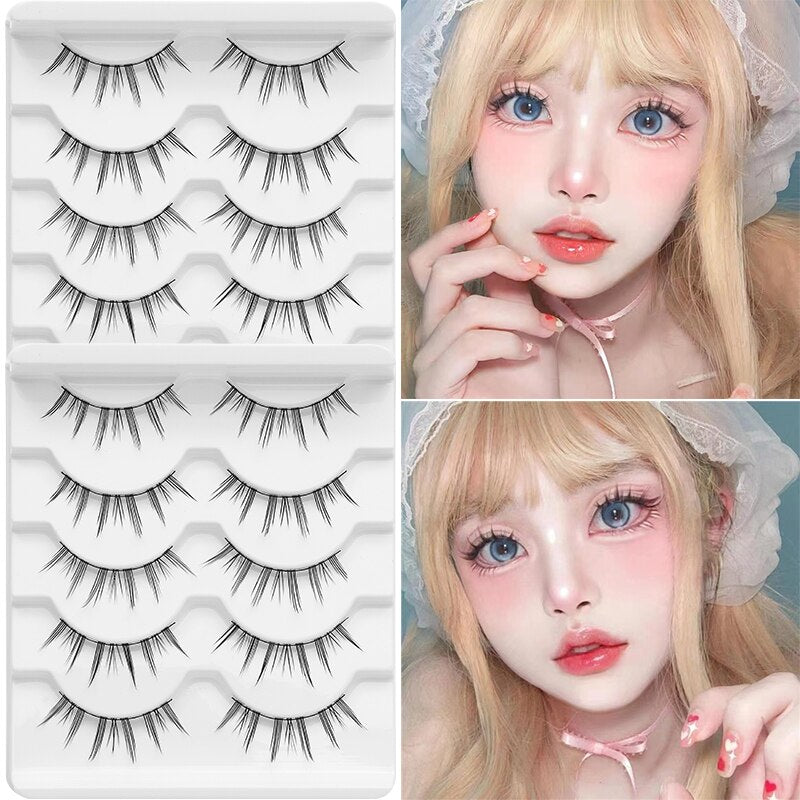 5/7/10 Pairs Eyelashes Manga Lashes Soft Natural False Eyelashes Long Fake Lash Hand Made Eyelash Extension