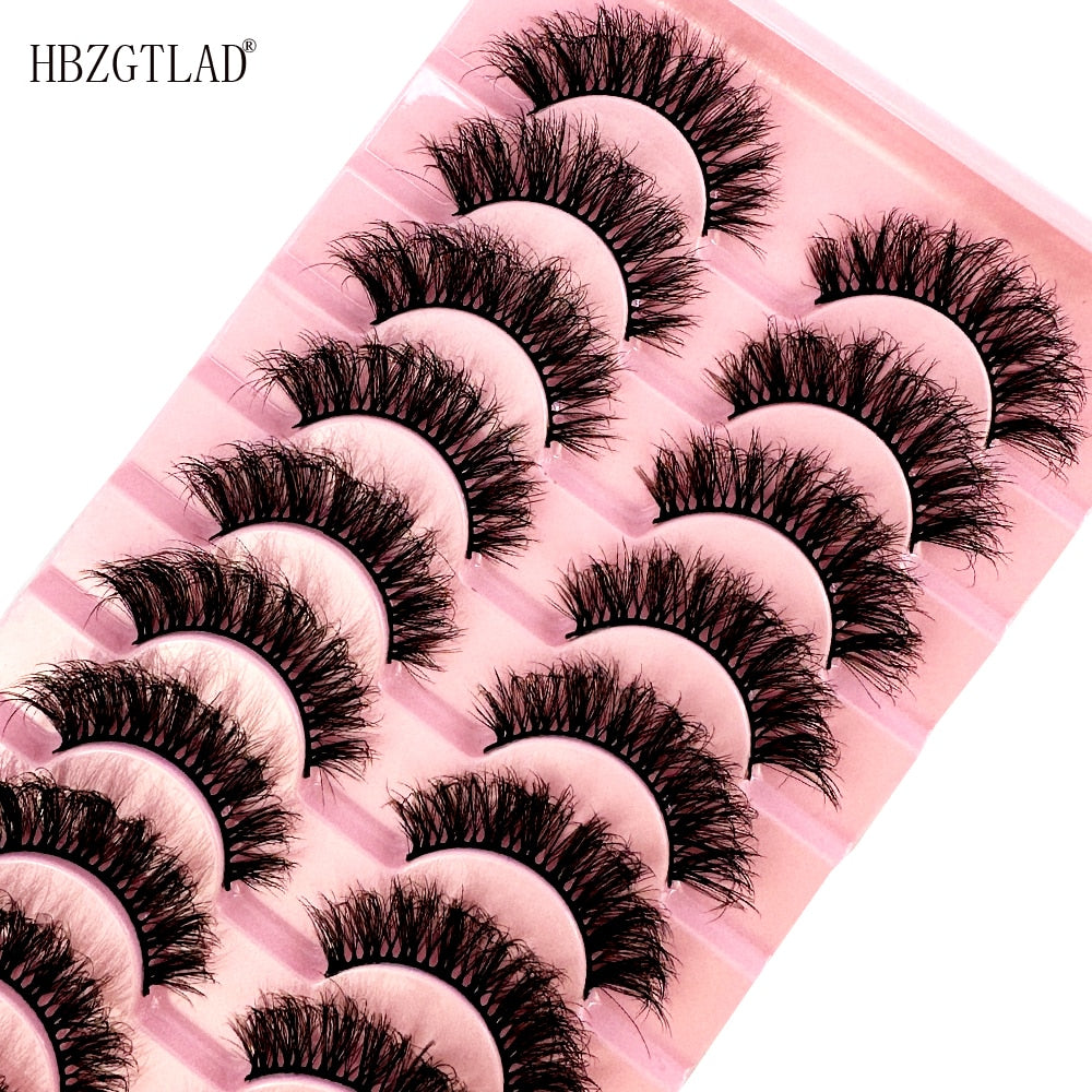10 pairs 3d faux mink false eyelashes natural long messy fake eyelashes crisscross lashes extension fluffy eye lashes