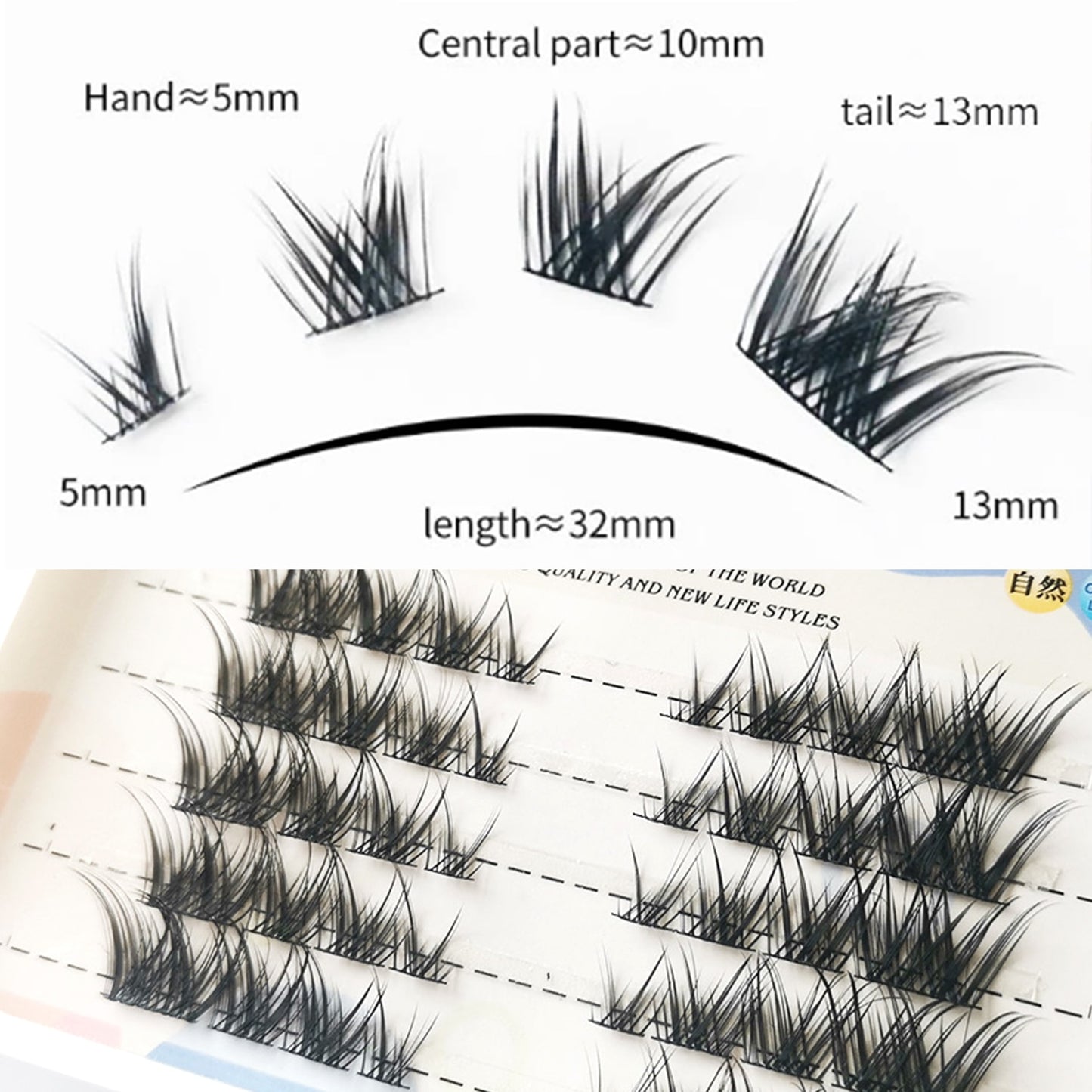 5 Row Manga Lashes False Eyelashes Bundle Eyelashes Clusters Fox Eye Natural