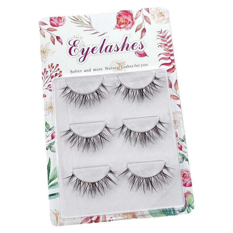 3Pairs Half Eey Lashes 3D Natural Lashes Natural False Eyelashes Wispy Fluffy Eyelash Extension