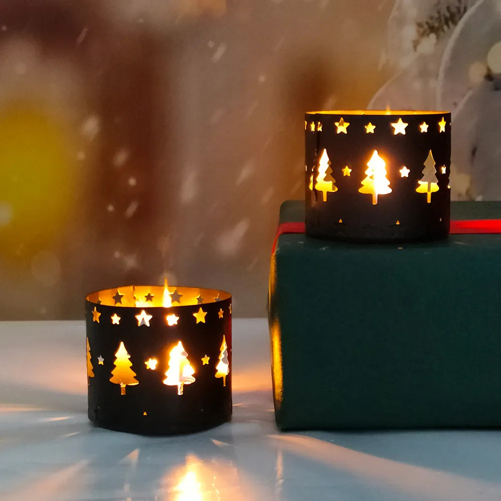 Christmas Iron Hollow Candle Holder Merry Christmas Decorations For Home Table Ornaments Noel Navidad Natal New Year Gifts