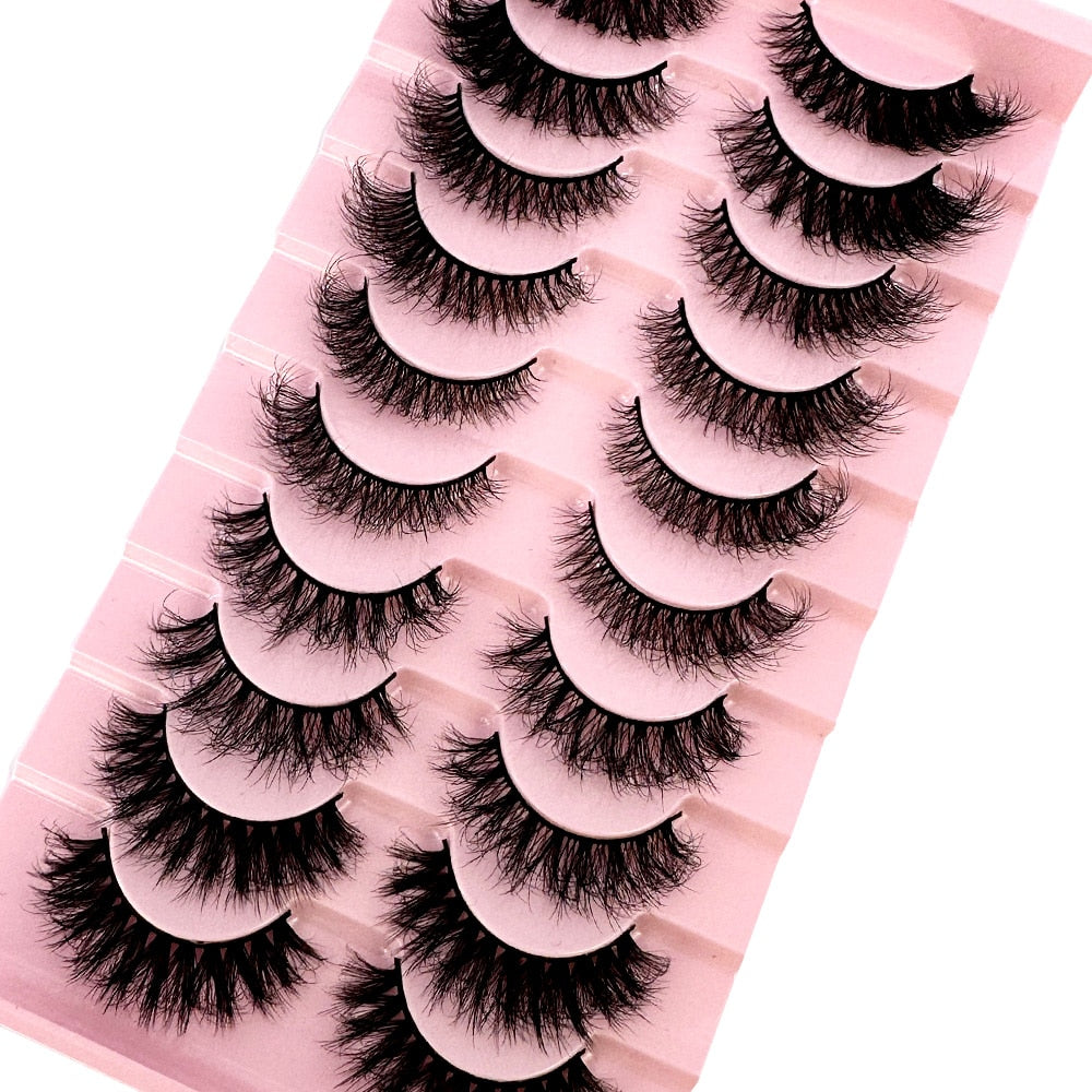 10 pairs 3d faux mink false eyelashes natural long messy fake eyelashes crisscross lashes extension fluffy eye lashes