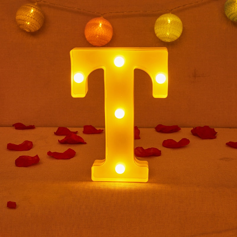 Alphabet Letter LED Lights Luminous Number Lamp Decor Battery Night Light for home Wedding Birthday party Decoration