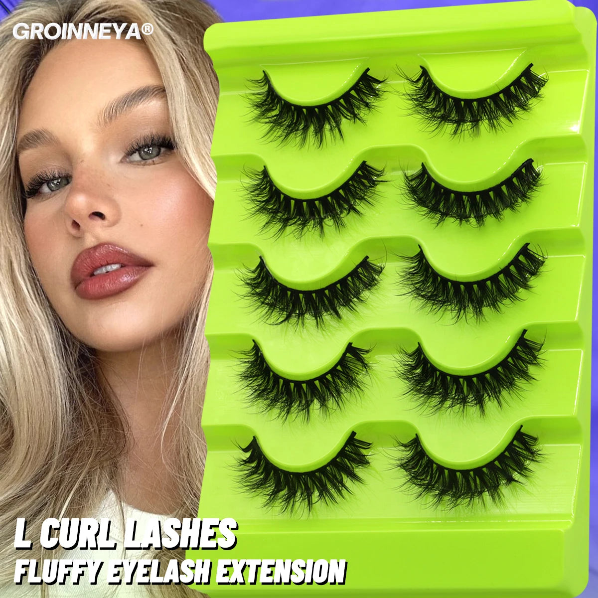 5 Pairs L Curl Lashes Faux Mink Lashes 3D Mink Eyelashes Reusable Fluffy Eyelash Extension