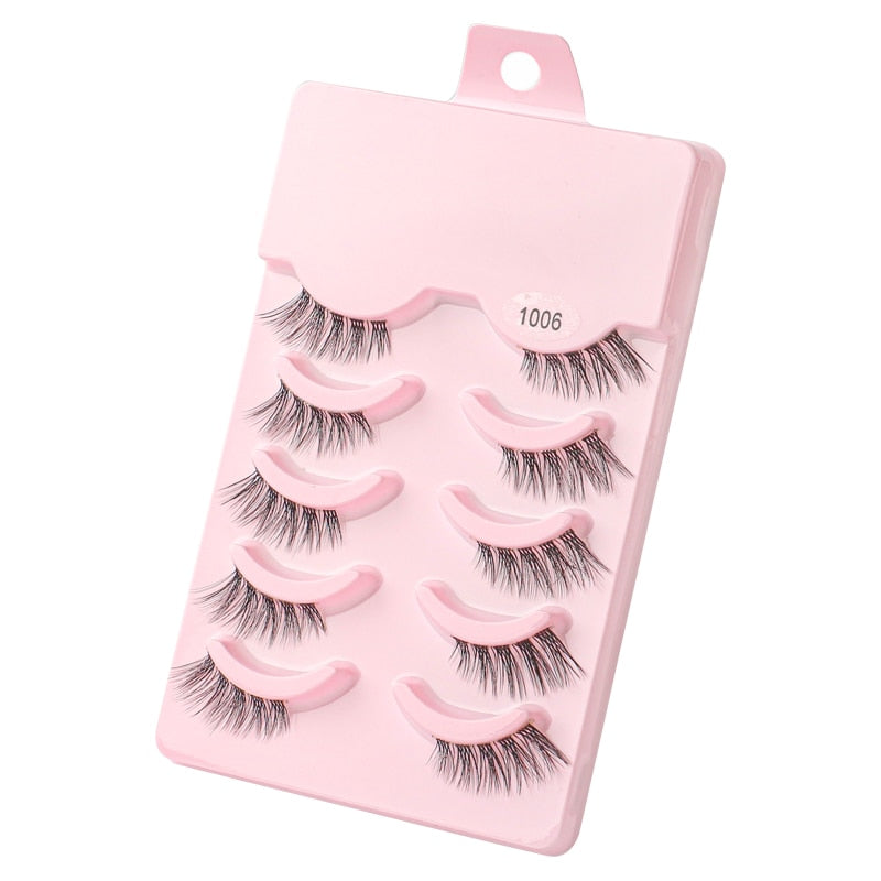 Manga Lashes 3/5/10 Pairs Eyelashes 3D Mink Lashes Korean Natural Cils Strip Lashes Band Soft Cosplay False Eyelashes
