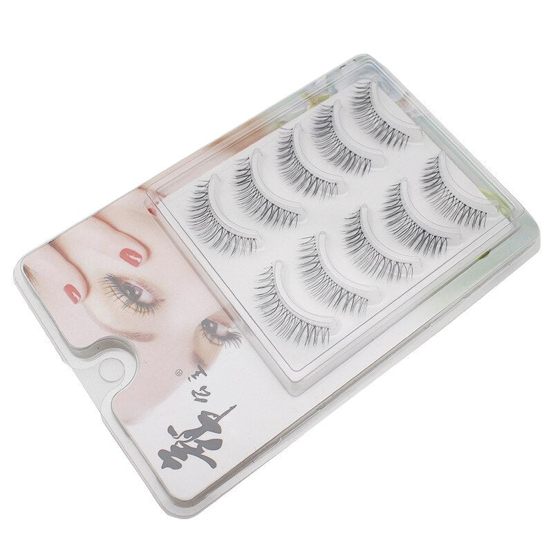 Manga Lashes Faux Cils 3/5/10 Pairs Lashes Soft and Slender False Eyelashes Transparent Stem Eyelashes Lash Extension