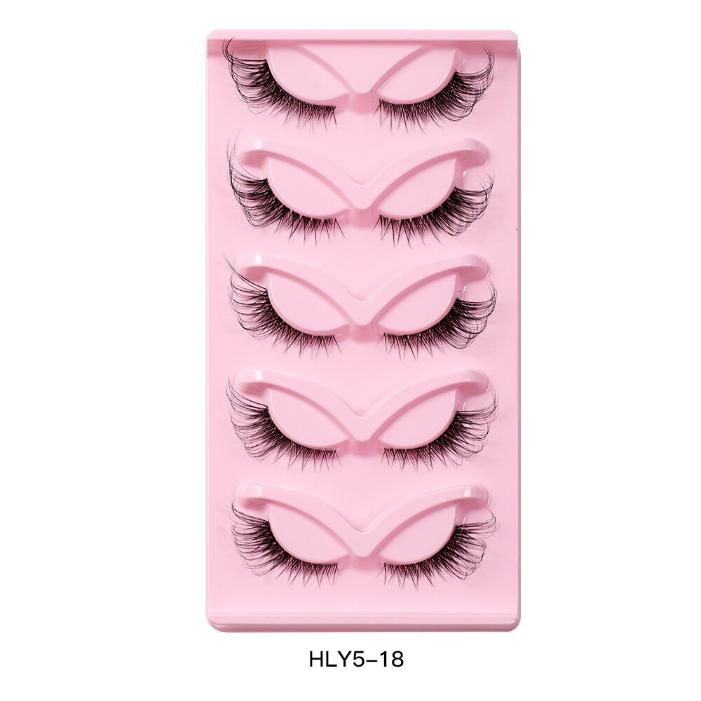 5Pairs Lashes Manga Lashes 3D Clear Band Lashes Natural Look Wispy Mink Eyelashes Fluffy Cat Eye Lashes individual Eyelashes