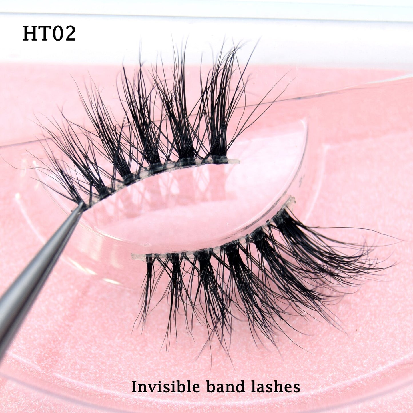 Half Lashes Transparent Stalk Invisible Band Mink Lashes Natual Wispy Half Mink eyelashes Reusable False Eyelashes