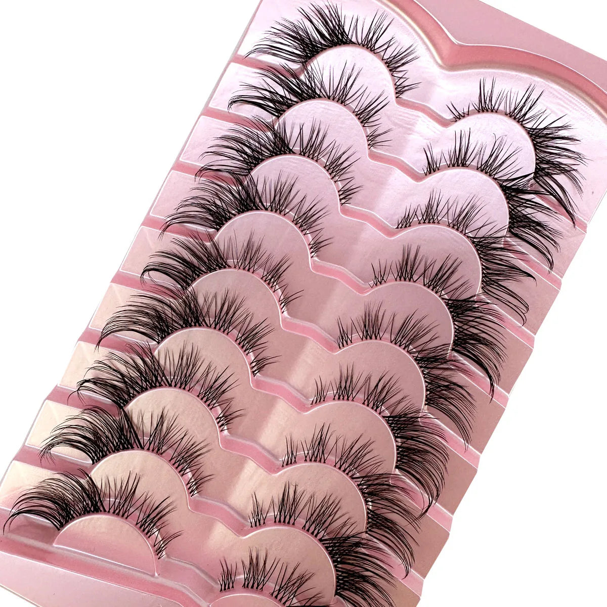9 Pairs Natural Fox Eye Lashes Small Short Wispy Cat Eye False Lashes Natural Look Clear Band Wispies Faux Mink Eyelashes Pack