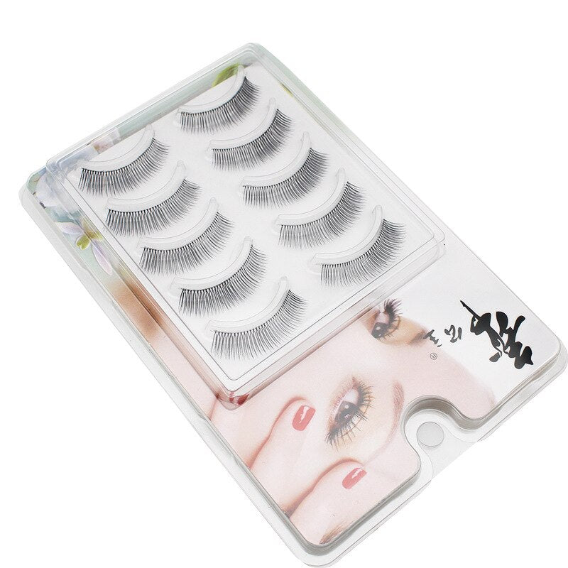 Manga Lashes Faux Cils 3/5/10 Pairs Lashes Soft and Slender False Eyelashes Transparent Stem Eyelashes Lash Extension