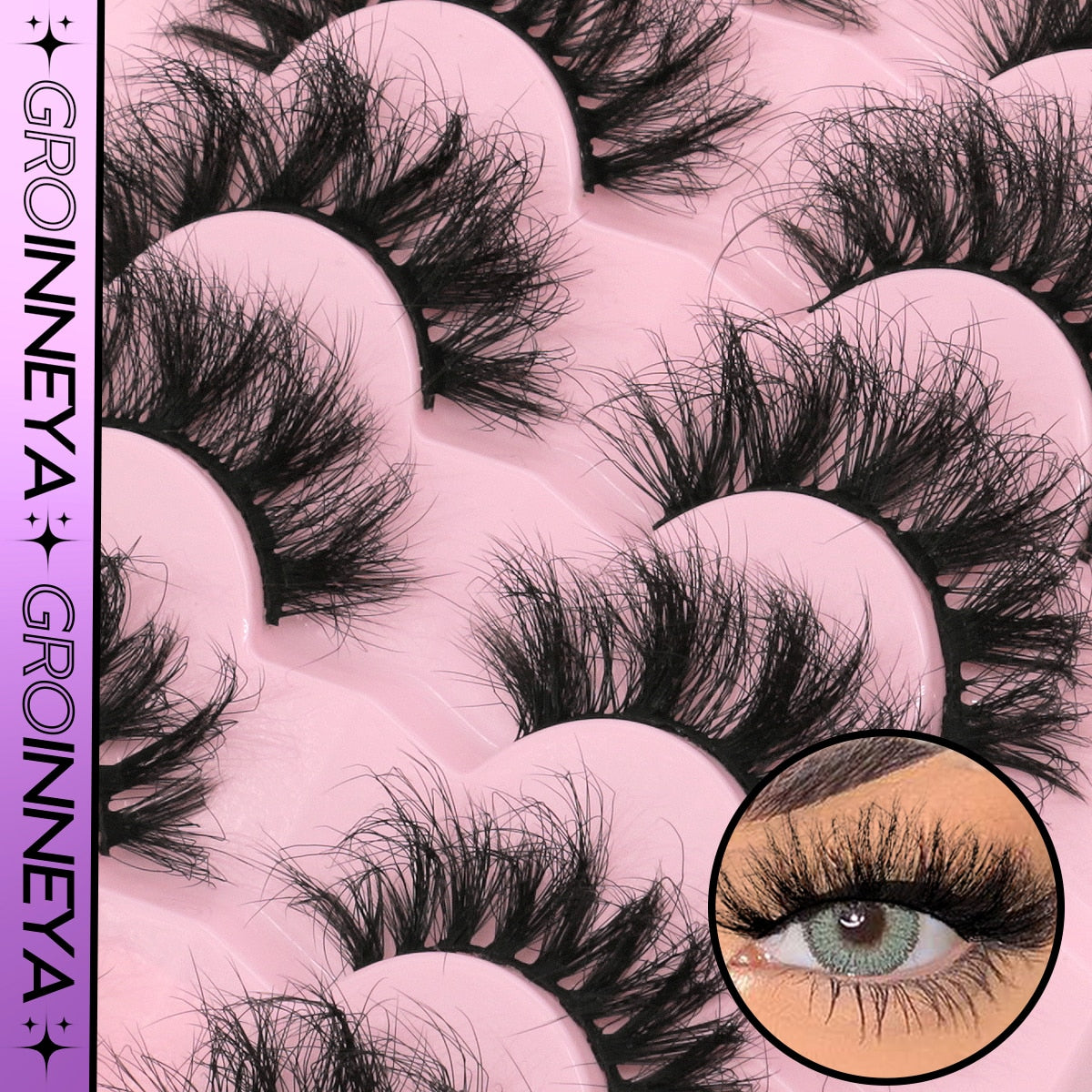 7 Pairs Fluffy Mink Lashes Eyelashes Thick Long Faux Mink Eyelashes Long Lasting Dramatic Volume lashes Extension