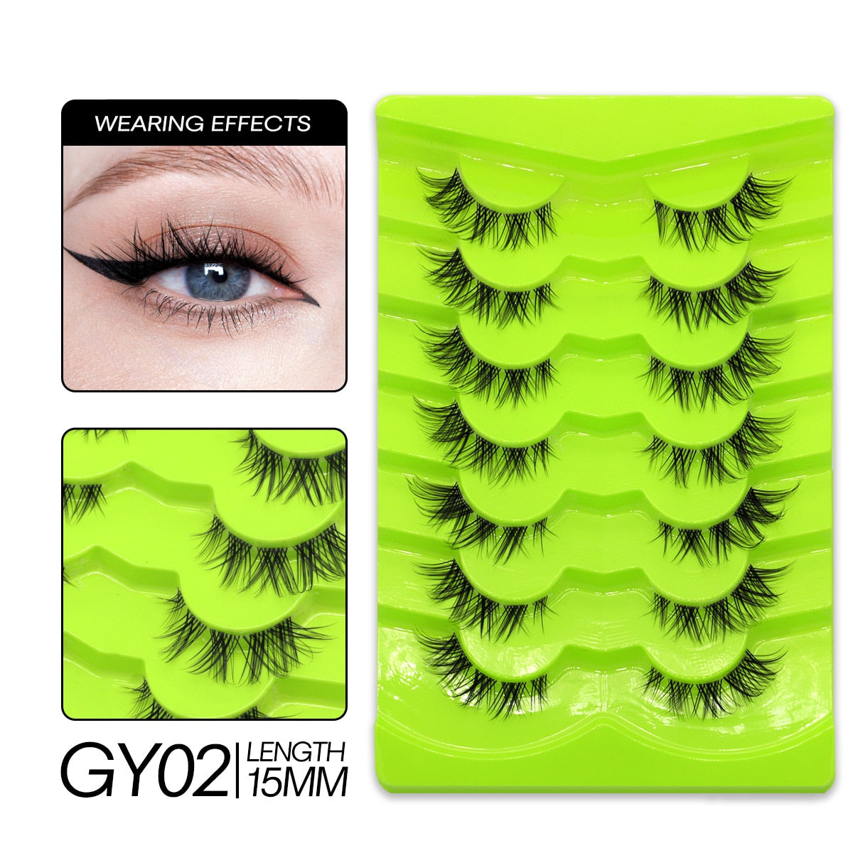 Manga Lashes 5/7 pairs Eyelashes 3D Natural False Lashes Fluffy Soft Cross Wispy Natural Eyelash Extension