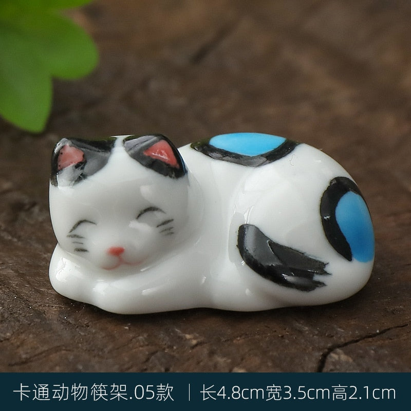 Japanese Style Underglaze Ceramic animals Chopstick Holder Tableware Restaurant Simple Oval Spoon Bracket Utensil For Kitchen