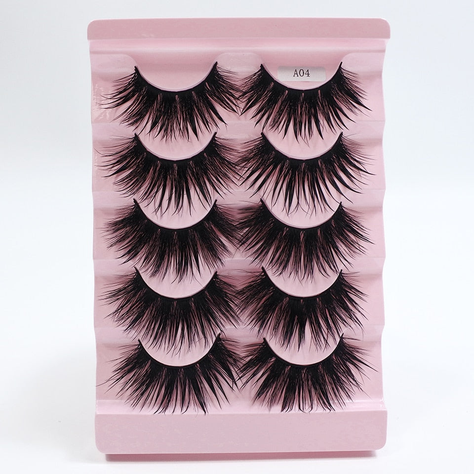 Eyelashes 5 Pairs Soft Natural Mink Lashes Manga Lashes