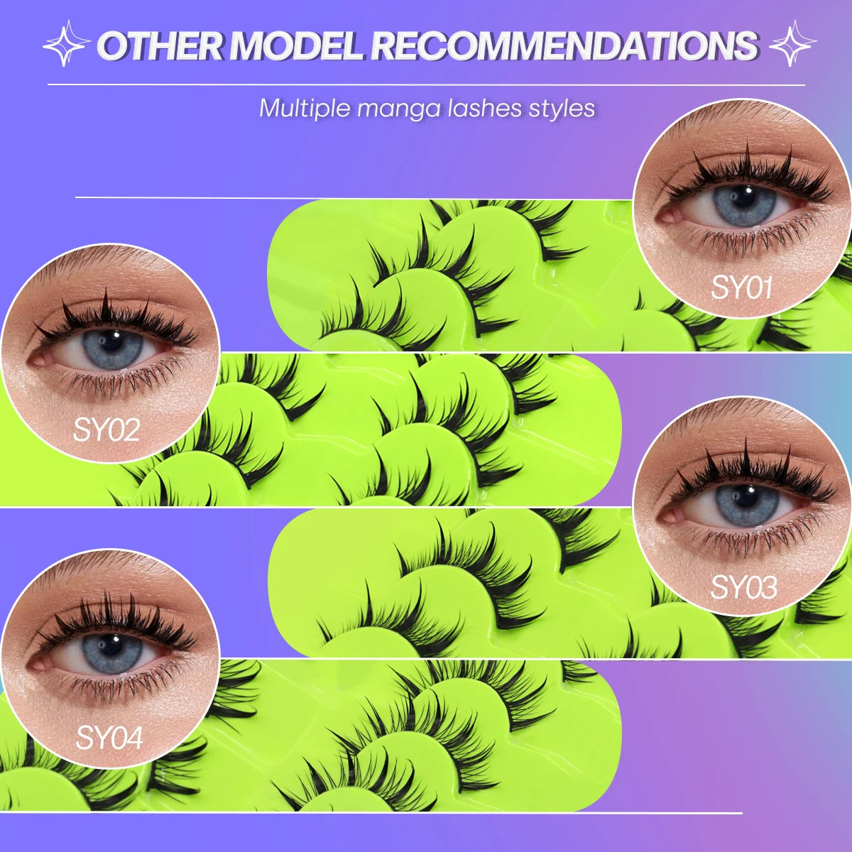 5/7 pairs Manga Lashes Soft Natural Eyelashes Thick False Eyelashes Fluffy Cross Manga Lashes Wispy Eyelashes