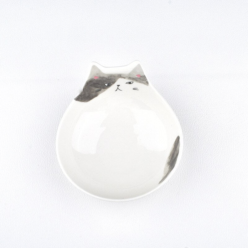 Japanese Cartoon Ceramic Cat Face Salad Bowl Cat Shape Dessert Rice Bowl Children's Tableware Home Kitchen Supplies Dinnerware