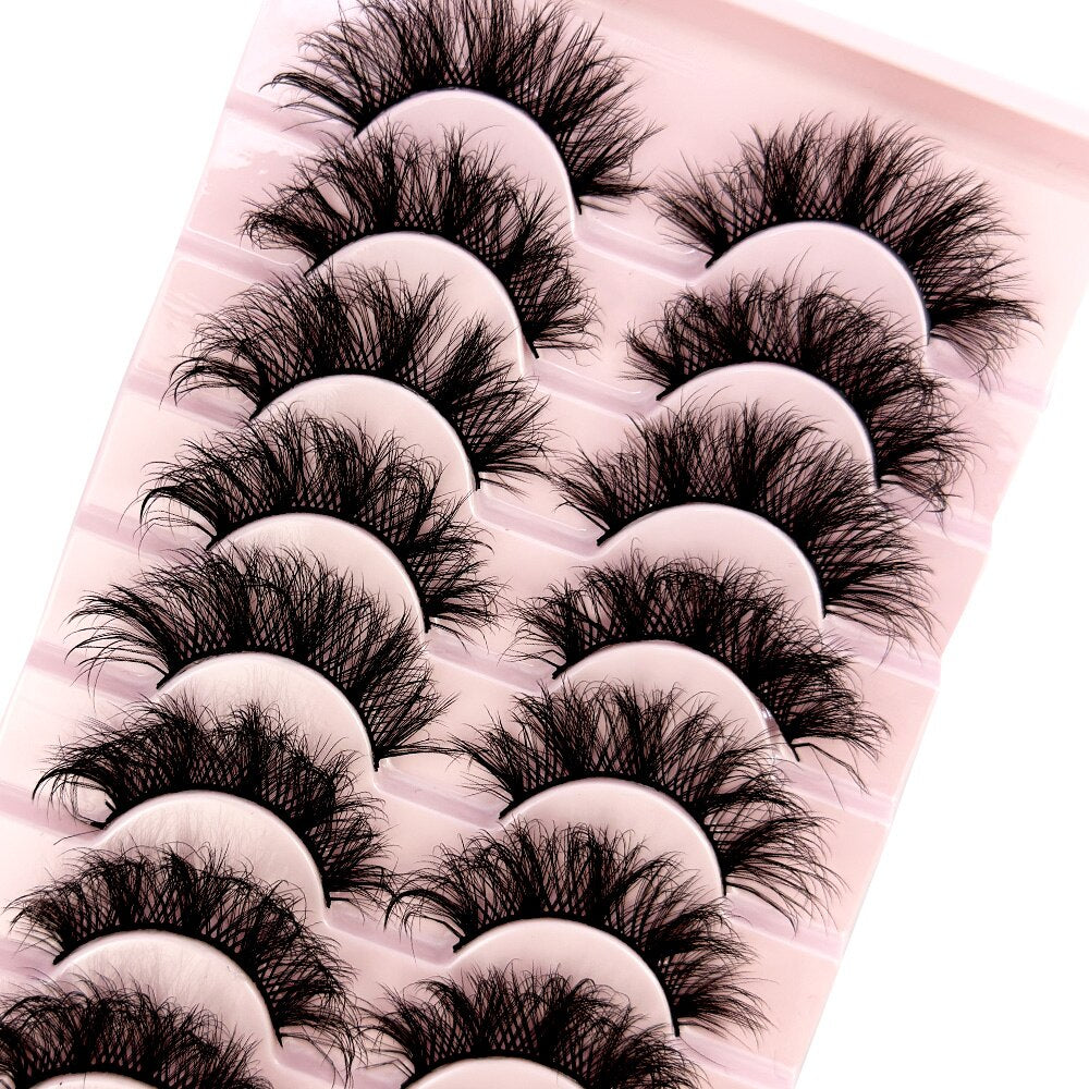 10 pairs 3d faux mink false eyelashes natural long messy fake eyelashes crisscross lashes extension fluffy eye lashes