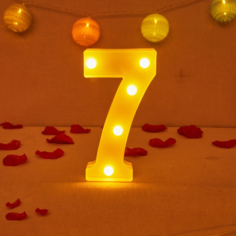 Alphabet Letter LED Lights Luminous Number Lamp Decor Battery Night Light for home Wedding Birthday party Decoration