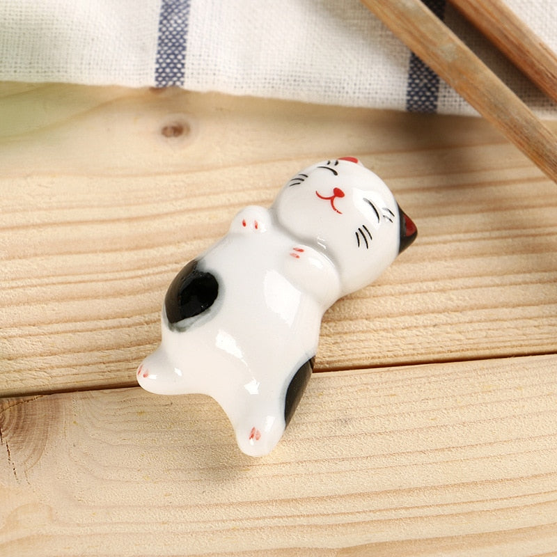 Japanese Style Underglaze Ceramic animals Chopstick Holder Tableware Restaurant Simple Oval Spoon Bracket Utensil For Kitchen