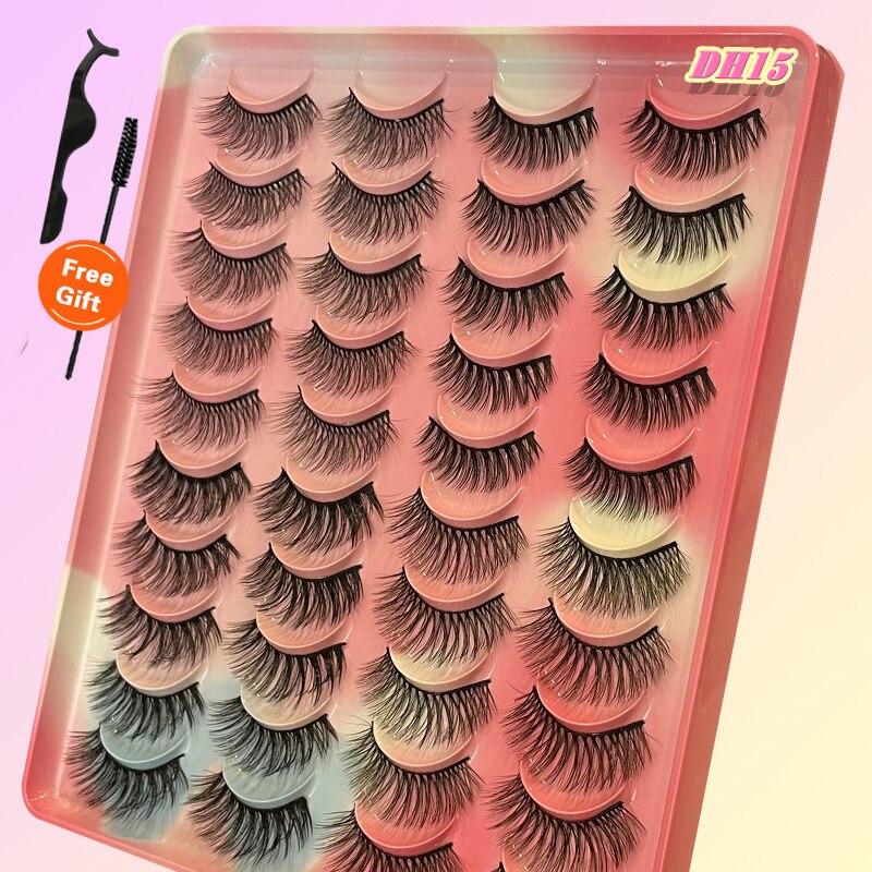 Eyelashes 20Pairs 3D Mink Lashes Fluffy Soft Wispy Natural Cross False Eyelashes Reusable Eyelash Extension