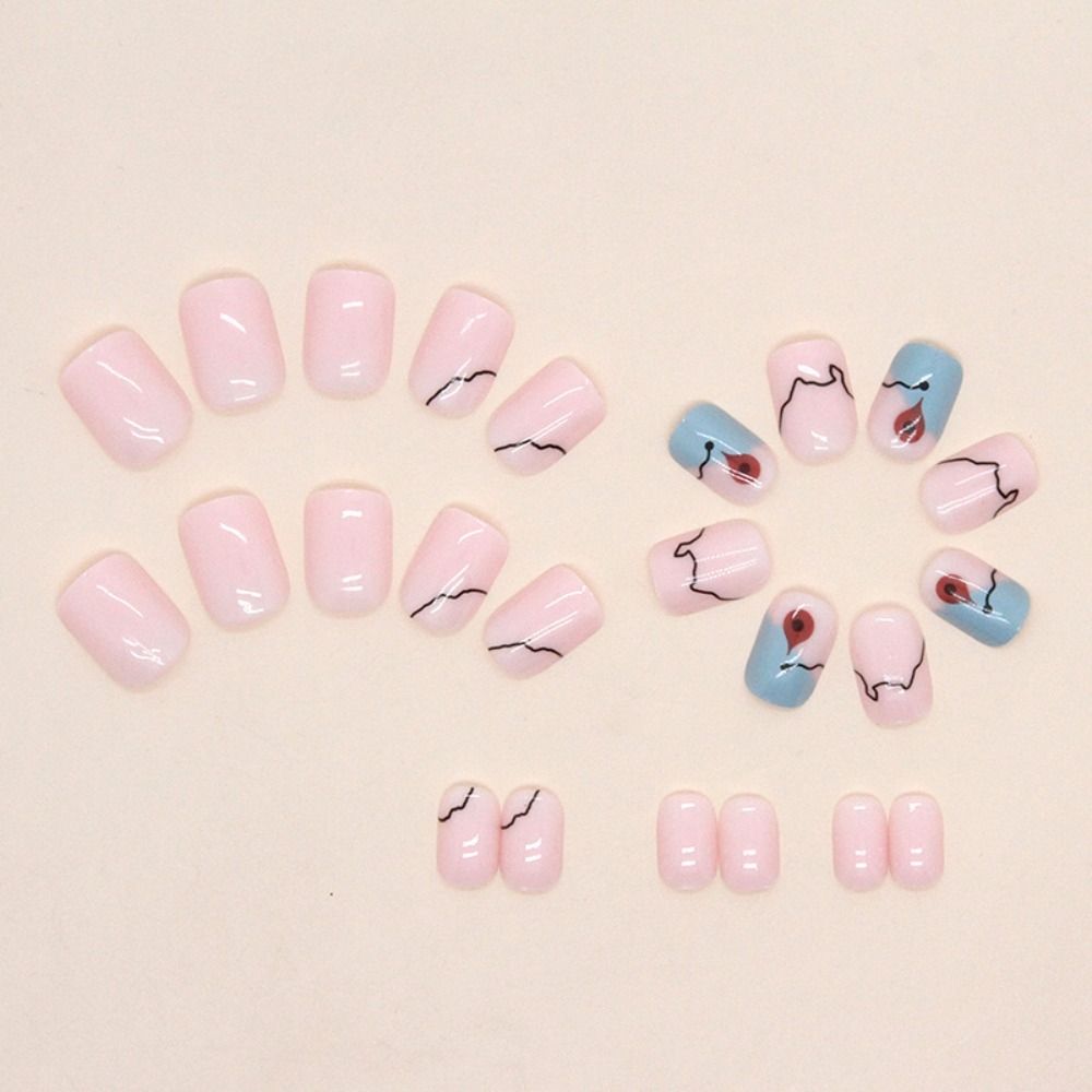 24pcs Press on Nails Glitter Rhinestone Design False Nail Patch French Square Head Simple Full Cover Artificial Fake Nails