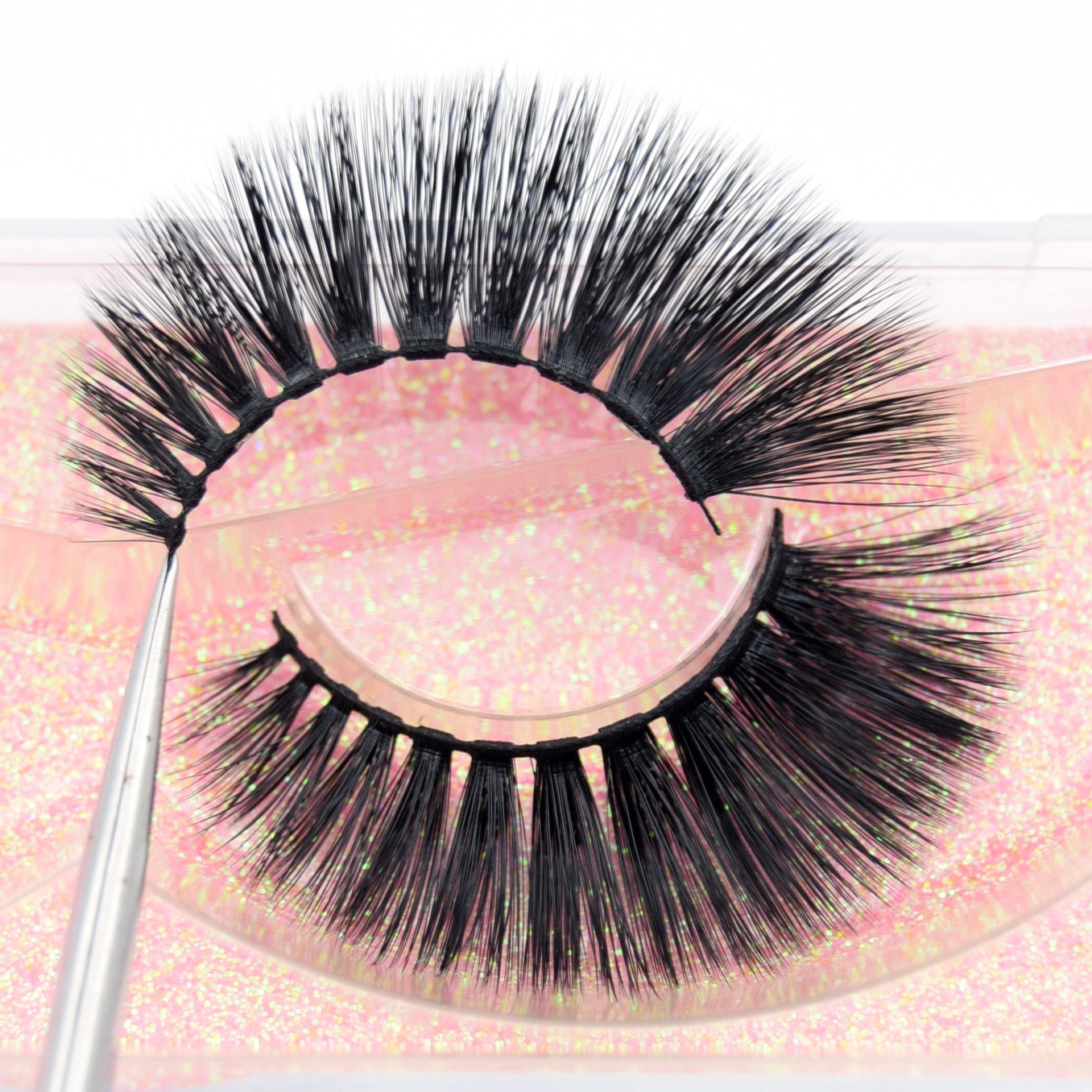 Half Lashes Transparent Stalk Invisible Band Mink Lashes Natual Wispy Half Mink eyelashes Reusable False Eyelashes