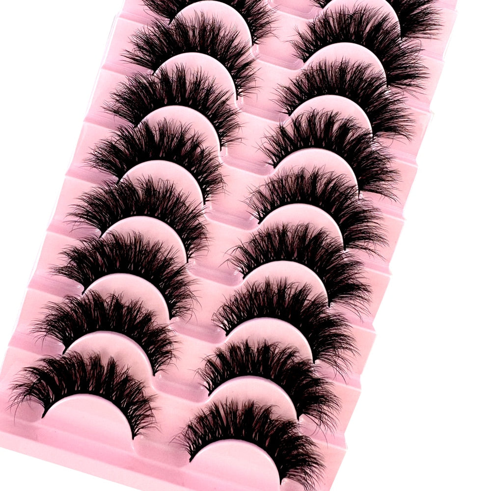 10 pairs 3D Faux Mink Lashes Wispy Natural False Eyelashes Dramatic Volume Lashes Eyelash Extension