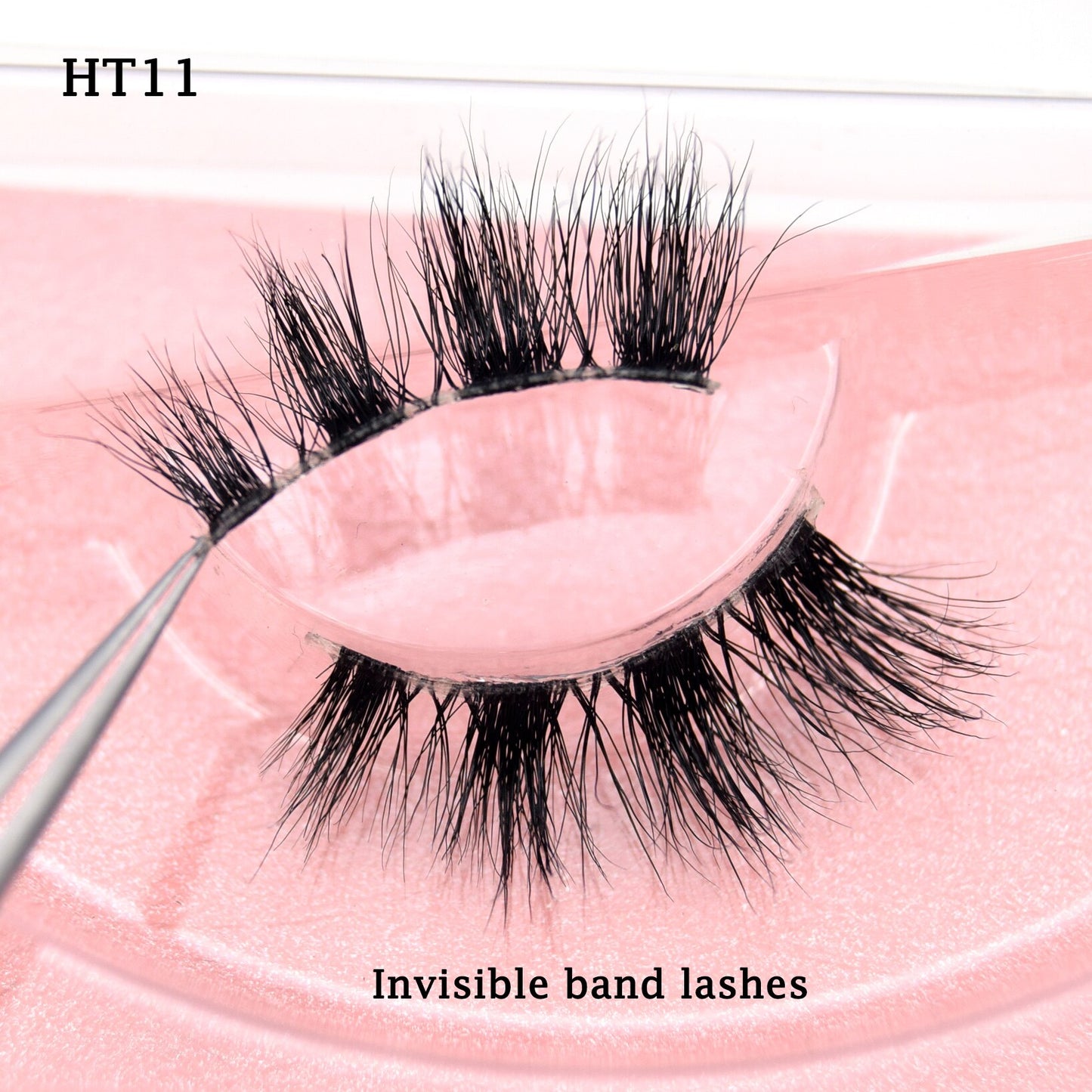 Half Lashes Transparent Stalk Invisible Band Mink Lashes Natual Wispy Half Mink eyelashes Reusable False Eyelashes
