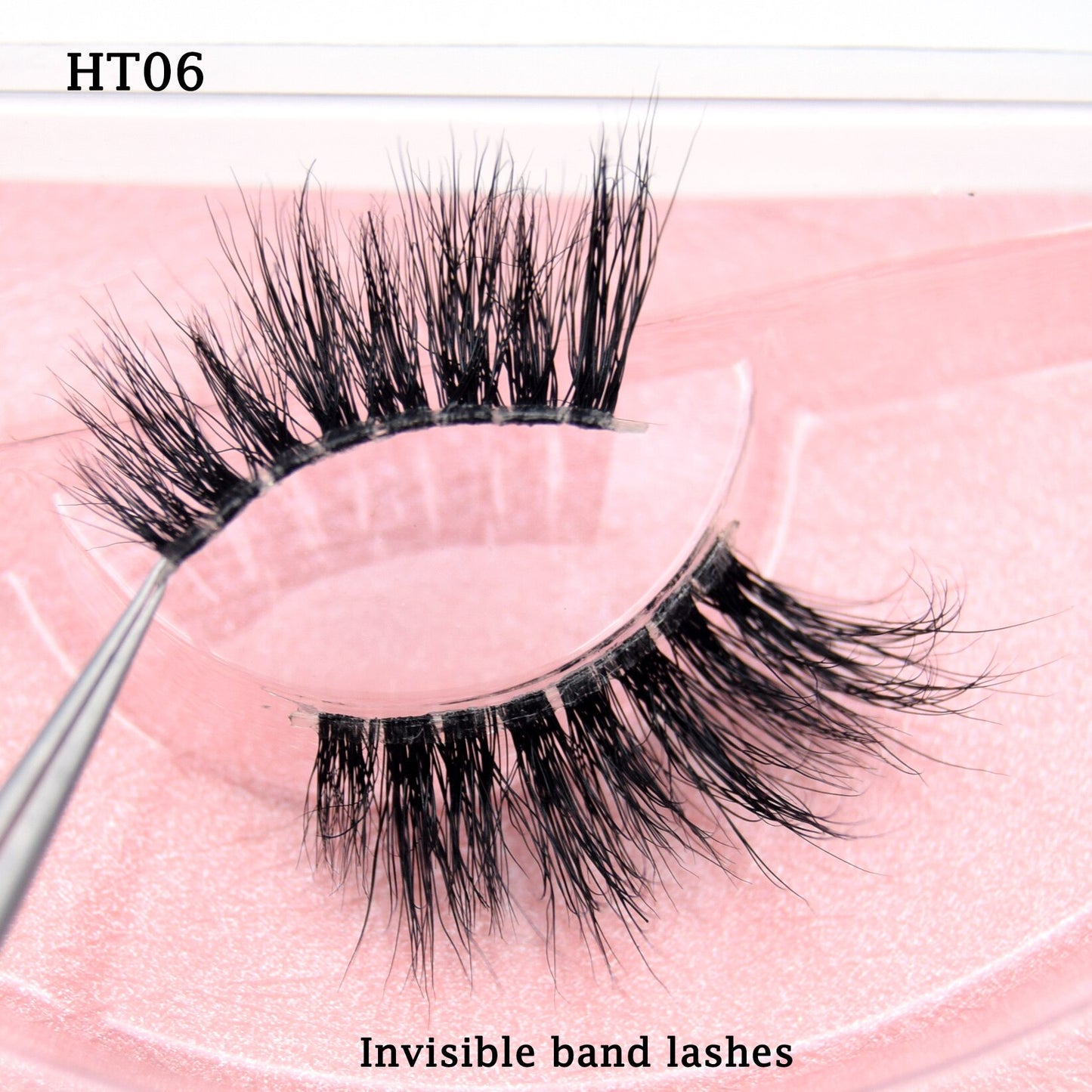Half Lashes Transparent Stalk Invisible Band Mink Lashes Natual Wispy Half Mink eyelashes Reusable False Eyelashes