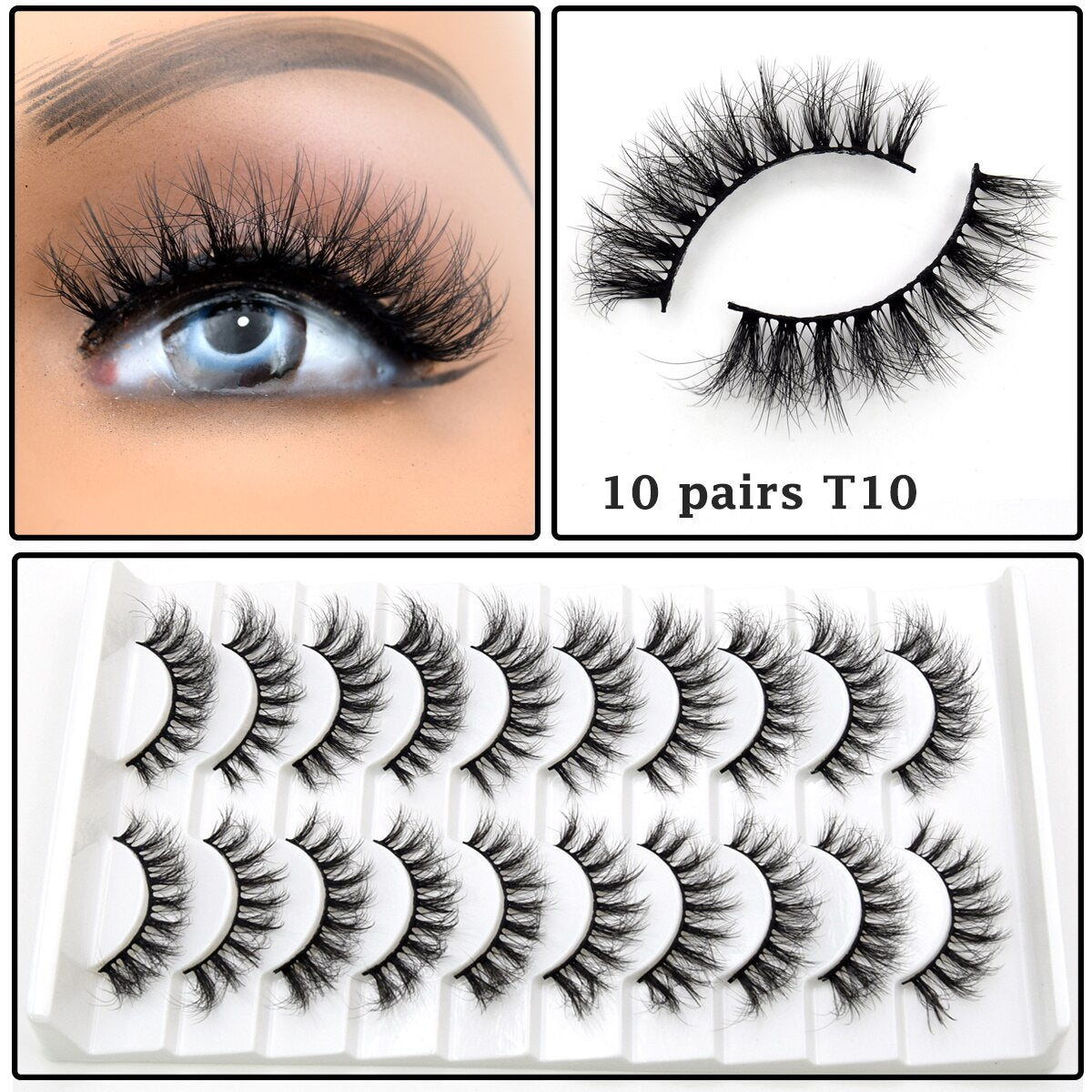 Lashes 3/5/10 pairs 3D Faux Mink Lashes Wispy Natural False Eyelashes Dramatic Volume Lashes Eyelash Extension
