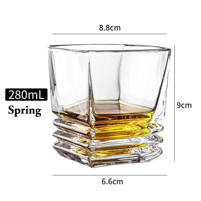 1PCS Whiskey Glass Old Fashioned Rocks Glasses Tumblers Glassware for Cocktail Scotch Bourbon Gin Vodka Brandy