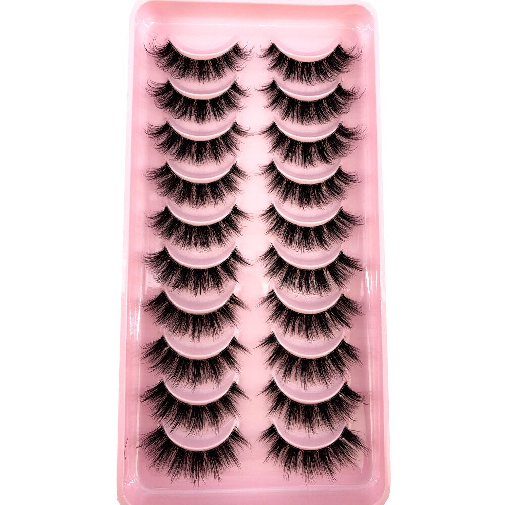 Mink Eyelashes 10 pairs lashes invisible band 3d mink lashes reusable natural false eyelashes