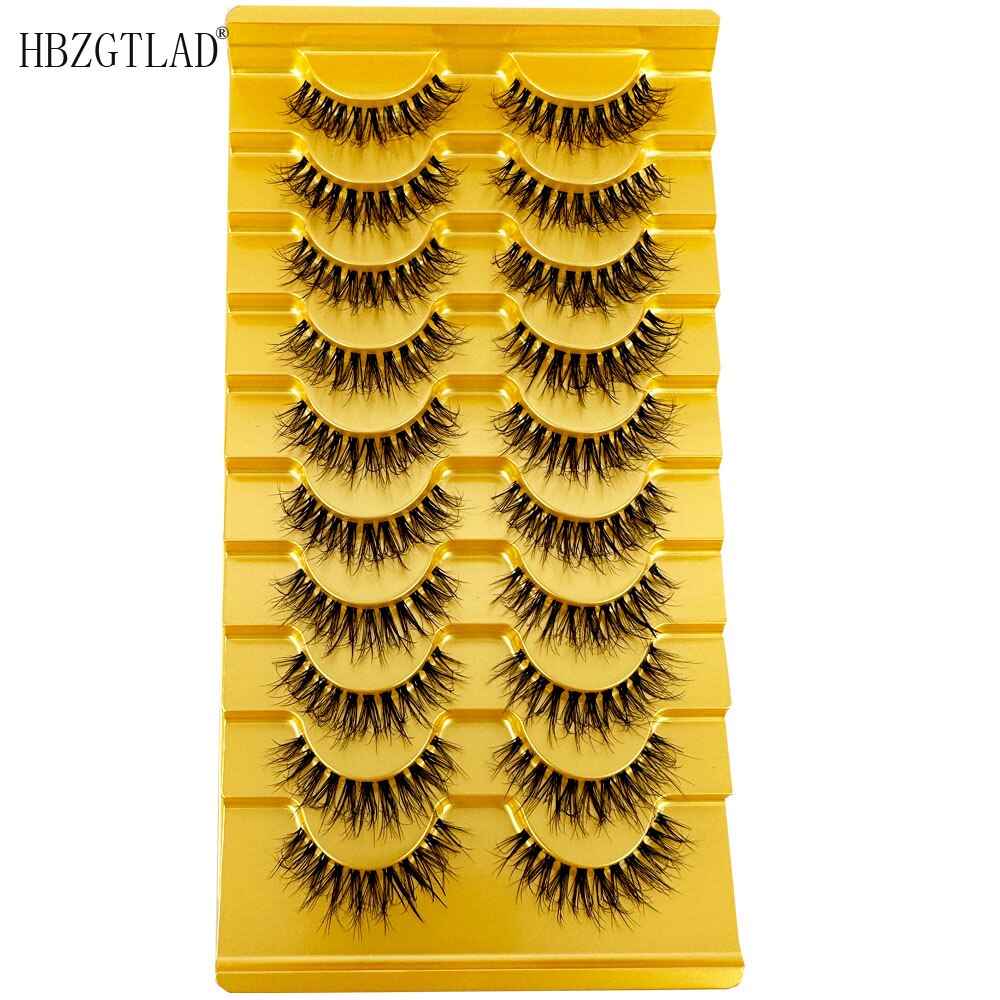 Manga Lashes 10 Pairs 3D Clear Band Lashes Natural Look Wispy Mink Eyelashes short Fluffy Cat Eye Lashes Pack Fake Eyelashes