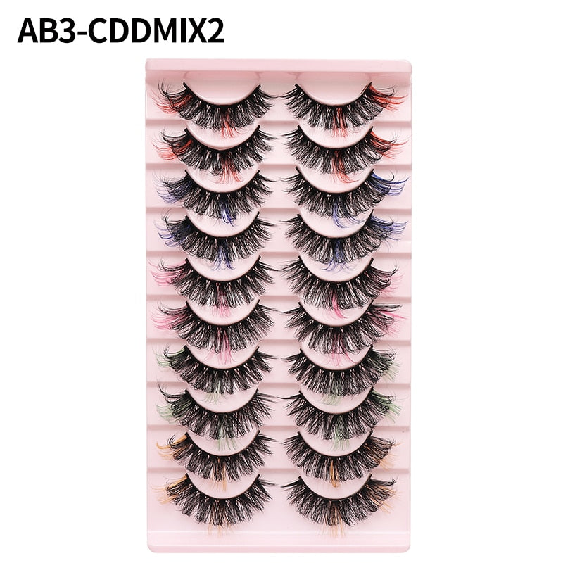 Colored Lash Natural Mink Fluffy Colorful Eyelashes Volume Fan Lashes Thick
