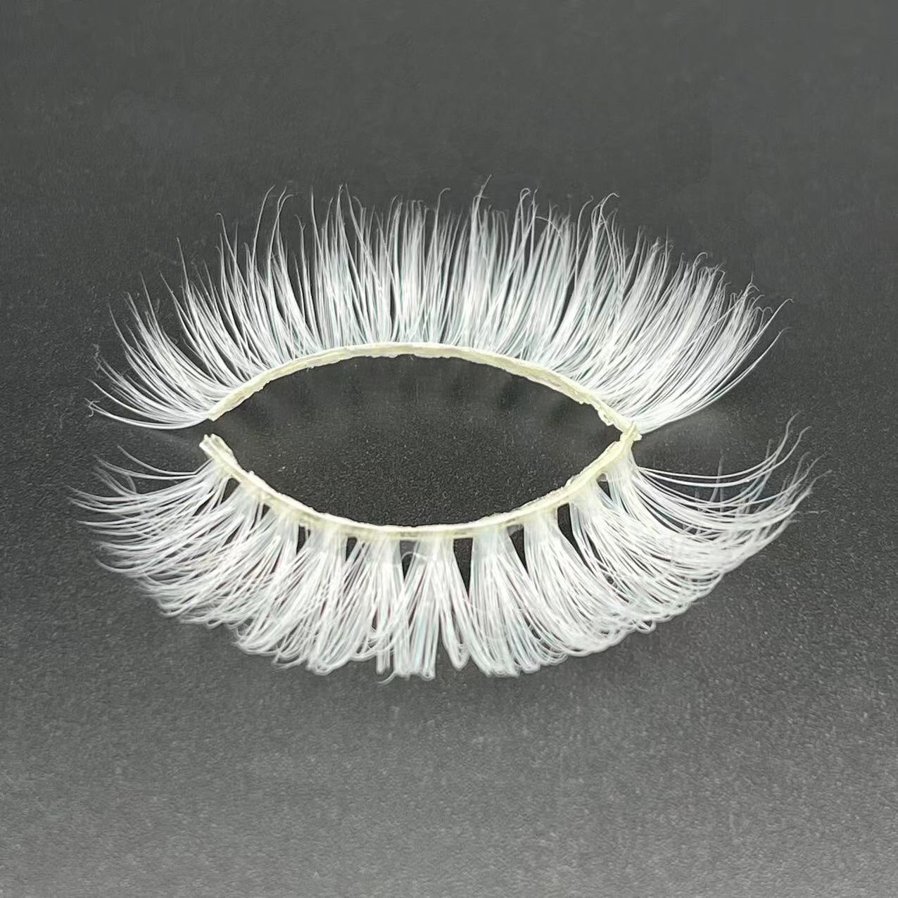 15mm Cosplay White False Eyelashes Reusable False Lashes for Halloween Cosplay Party