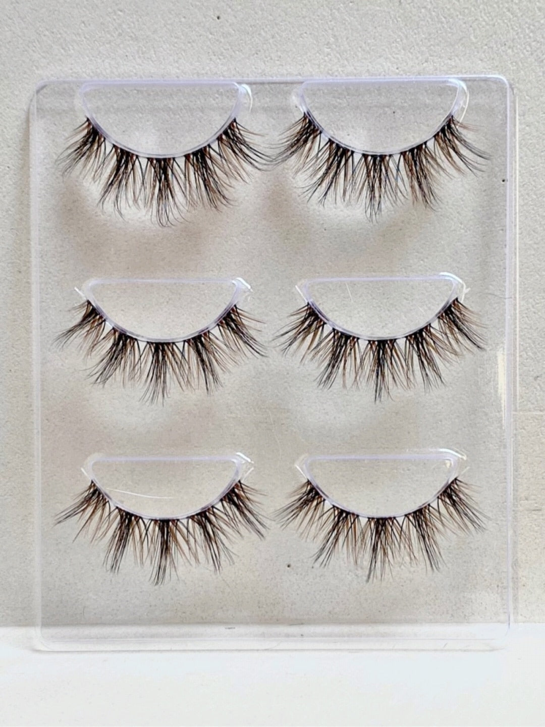 Natural Simulation black+ Brown False Eyelashes Nude Thick Lashes 3Pairs Transparent Stems Handmade Cross Eyelashes